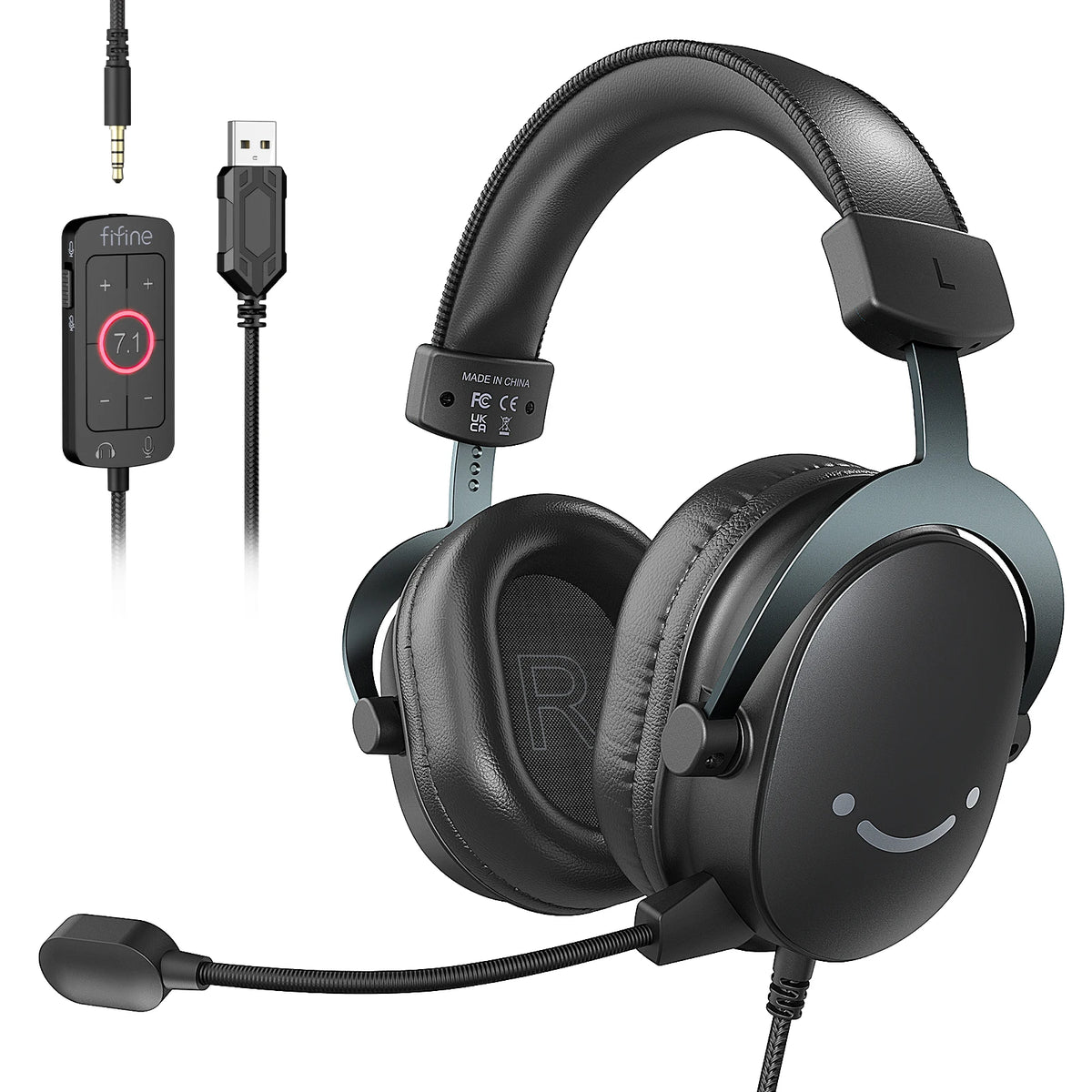 Headset Gamer FIFINE H9 – Som Surround 7.1, Driver 50mm e Microfone com ANC