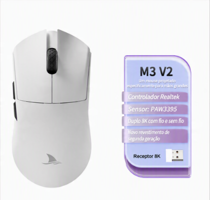 Mouse Gamer MOTOSPEED M3 – Sensor PAW3395, 26000 DPI e Polling Rate 8000Hz