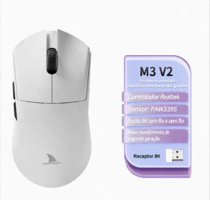 Mouse Gamer MOTOSPEED M3 – Sensor PAW3395, 26000 DPI e Polling Rate 8000Hz