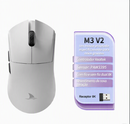 Mouse Gamer MOTOSPEED M3 – Sensor PAW3395, 26000 DPI e Polling Rate 8000Hz
