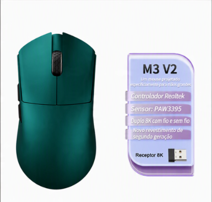 Mouse Gamer MOTOSPEED M3 – Sensor PAW3395, 26000 DPI e Polling Rate 8000Hz