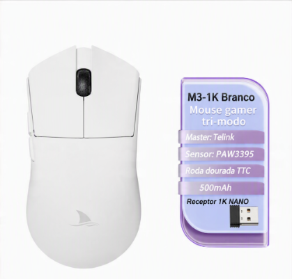 Mouse Gamer MOTOSPEED M3 – Sensor PAW3395, 26000 DPI e Polling Rate 8000Hz