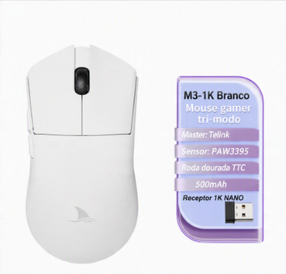 Mouse Gamer MOTOSPEED M3 – Sensor PAW3395, 26000 DPI e Polling Rate 8000Hz