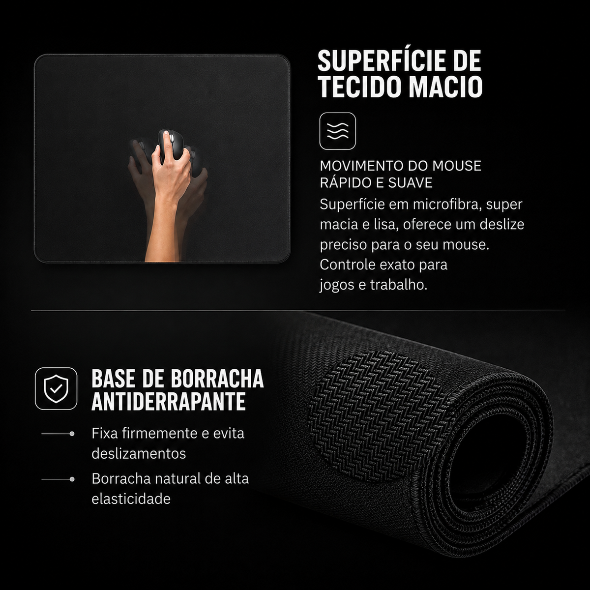 Mouse Pad Attack Shark – Borracha Antiderrapante com Bordas Costuradas