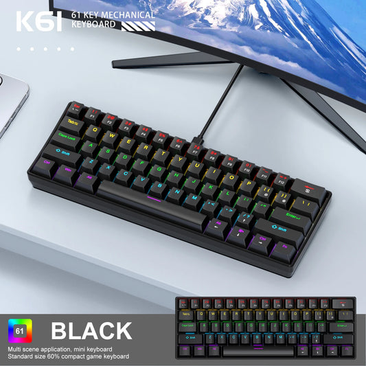 Teclado Mecânico APAYADO K61 – 60%, RGB e Switches Vermelho ou Azul