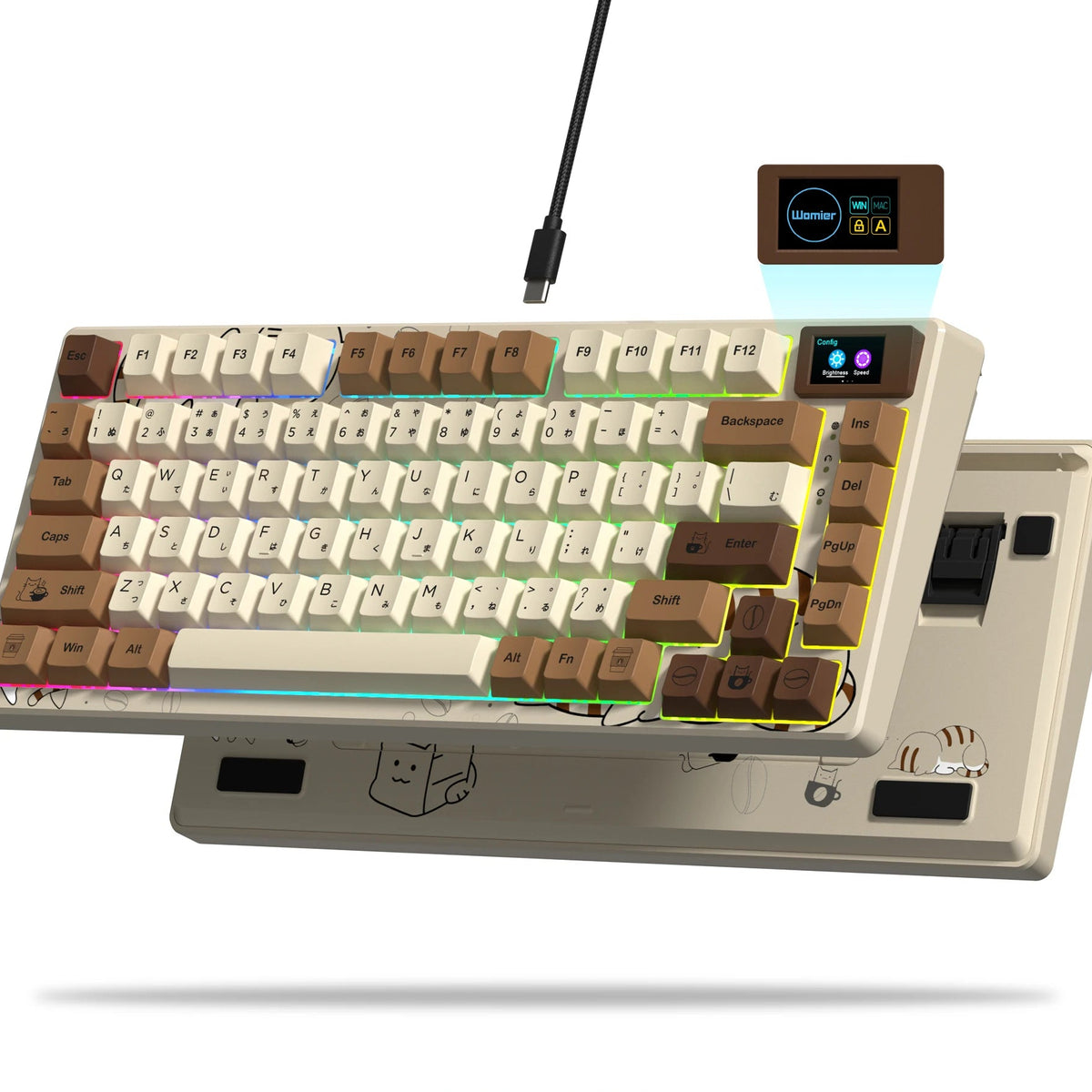 Teclado Mecânico WOMIER – 83 Teclas, Hot-Swap, RGB e Teclas PBT