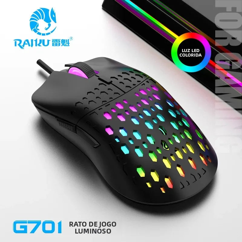 Mouse Gamer RAIKU G701 – 6 Botões, DPI até 3600 e Iluminação Colorida