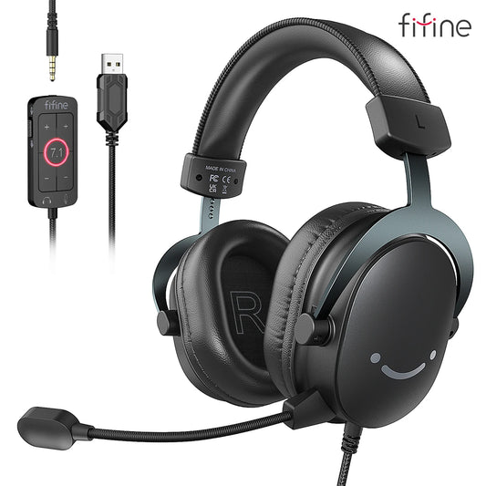 Headset Gamer FIFINE H9 – Som Surround 7.1, Driver 50mm e Microfone com ANC