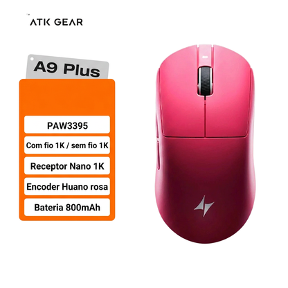Mouse Gamer Sem Fio YANFU ATK Dragonfly A9 – Sensor PAW3950, 30000 DPI e Tri-Modo