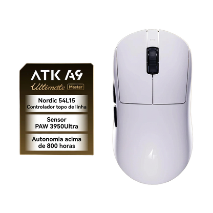 Mouse Gamer Sem Fio YANFU ATK Dragonfly A9 – Sensor PAW3950, 30000 DPI e Tri-Modo