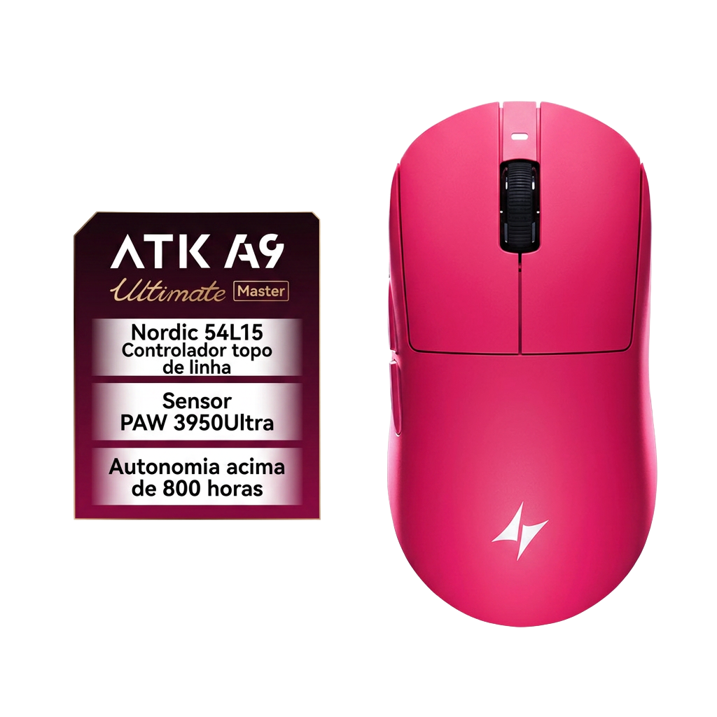 Mouse Gamer Sem Fio YANFU ATK Dragonfly A9 – Sensor PAW3950, 30000 DPI e Tri-Modo