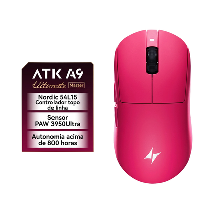 Mouse Gamer Sem Fio YANFU ATK Dragonfly A9 – Sensor PAW3950, 30000 DPI e Tri-Modo