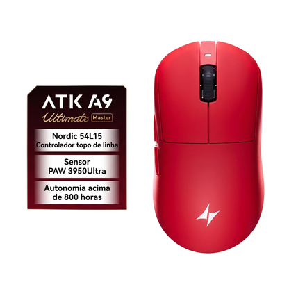 Mouse Gamer Sem Fio YANFU ATK Dragonfly A9 – Sensor PAW3950, 30000 DPI e Tri-Modo
