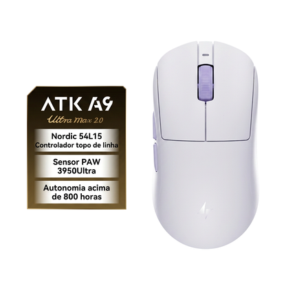 Mouse Gamer Sem Fio YANFU ATK Dragonfly A9 – Sensor PAW3950, 30000 DPI e Tri-Modo
