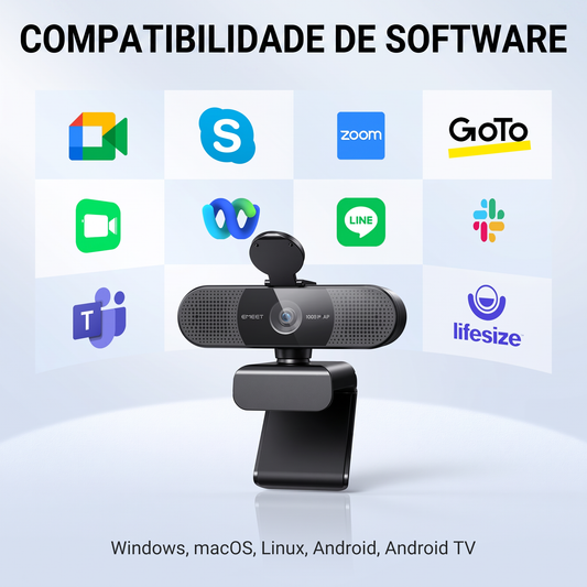 Mini Webcam EMEET – 1080p 60fps, Microfones Duplos e Foco Automático PDAF