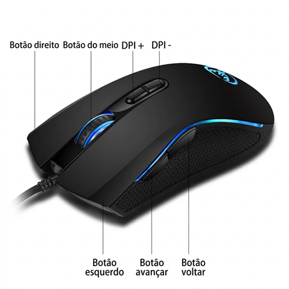 Mouse Gamer CSHZCE com Fio – 7 Botões, DPI Ajustável e RGB