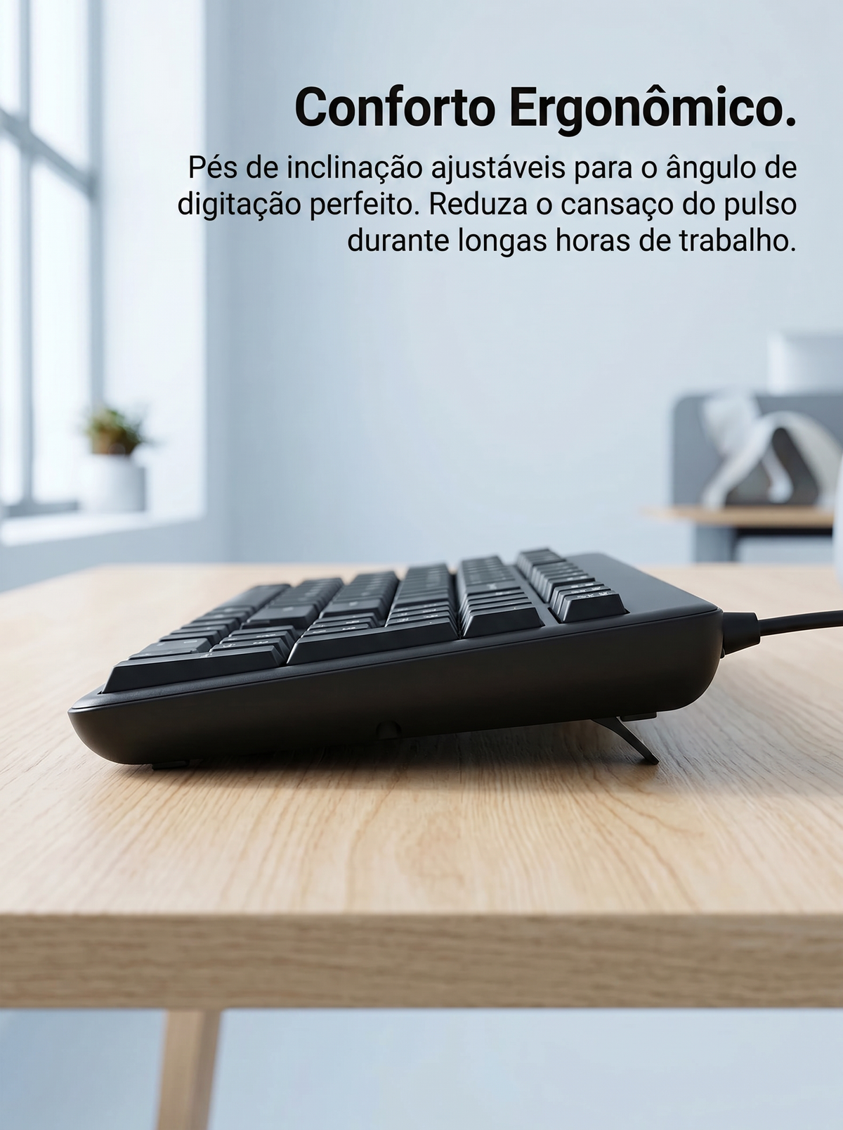 Teclado com Fio Lenovo Thinkplus – 104 Teclas, USB Plug & Play