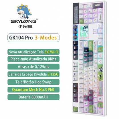 Teclado Mecânico SKYLOONG GK104 Pro – Tela LCD, Hot-Swap, 8000Hz e Bateria 8000mAh