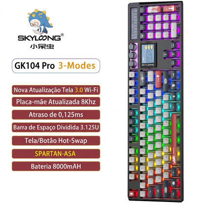 Teclado Mecânico SKYLOONG GK104 Pro – Tela LCD, Hot-Swap, 8000Hz e Bateria 8000mAh