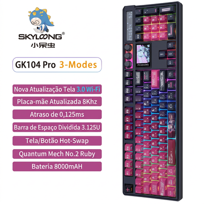 Teclado Mecânico SKYLOONG GK104 Pro – Tela LCD, Hot-Swap, 8000Hz e Bateria 8000mAh