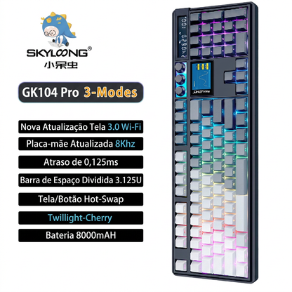 Teclado Mecânico SKYLOONG GK104 Pro – Tela LCD, Hot-Swap, 8000Hz e Bateria 8000mAh