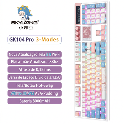 Teclado Mecânico SKYLOONG GK104 Pro – Tela LCD, Hot-Swap, 8000Hz e Bateria 8000mAh